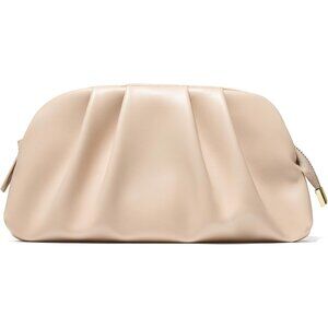 ⚡Women's Soft Pleated Vegan Leather Zipper Closure Evening Cream Clutch Bag
